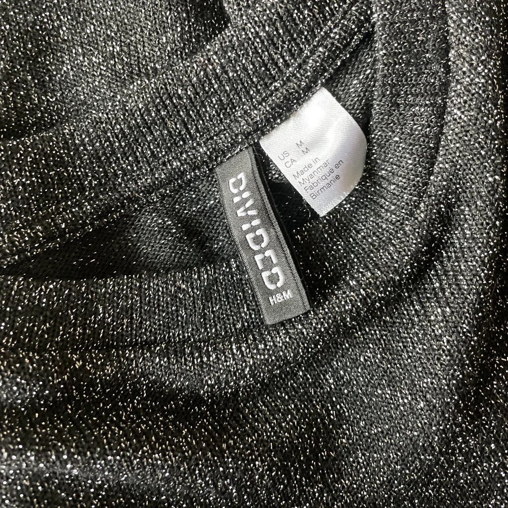 H&M Divided Sparkly Black Top, Size M